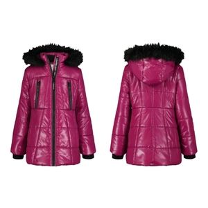 Calvin Klein Toddler Girls High-Shine Hooded Long Puffer Jacket 2T